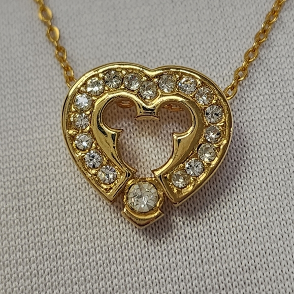 Disney Mickey Mouse Golden and White Crystal Heart Necklace and Earrings - Picture 3 of 16